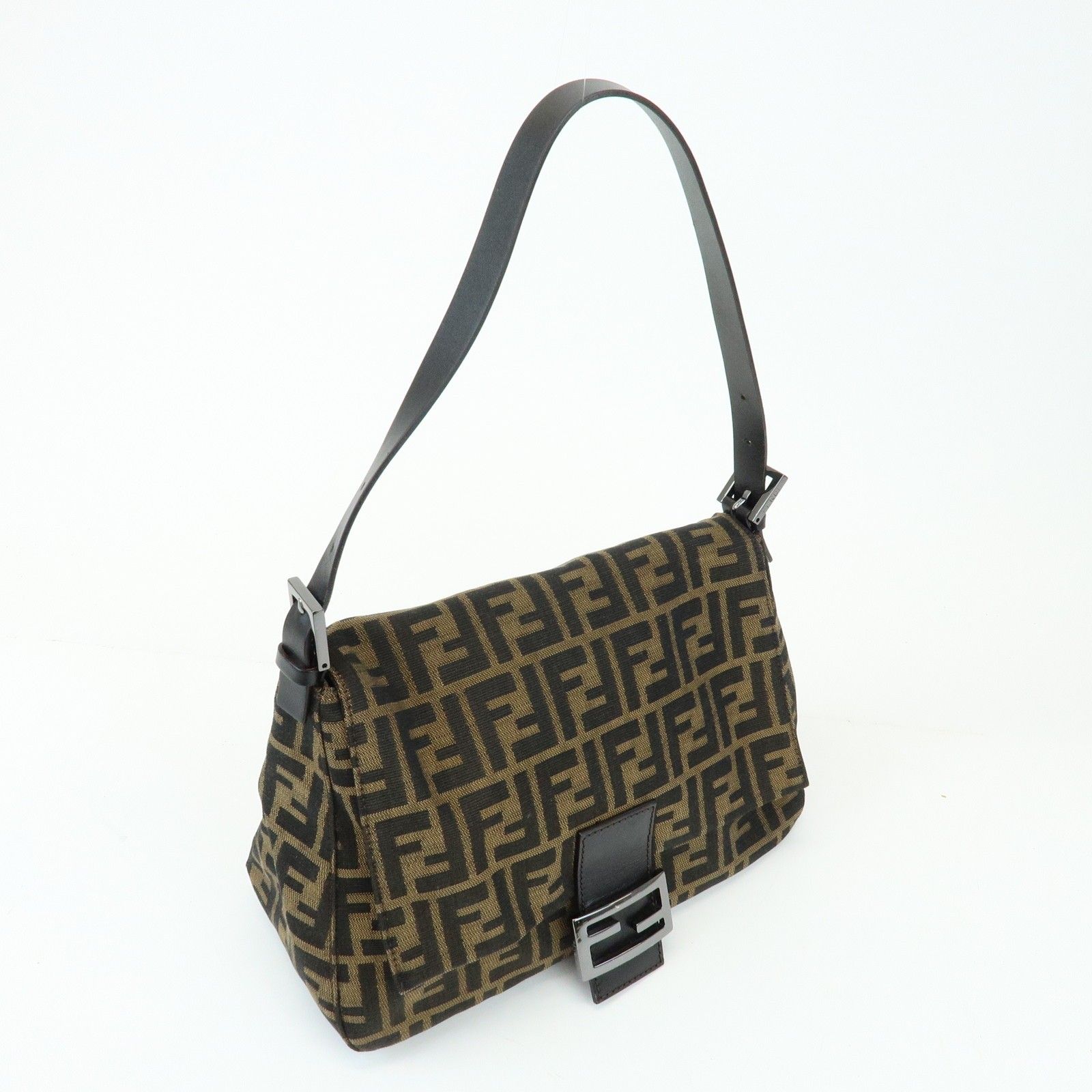 Mamma Baguette Zucca Canvas Leather Shoulder Bag Brown 8BR001 — view 4