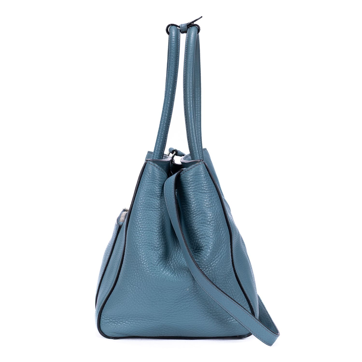 Shopping Tote Shopping Tote Blue Blue Vitello Daino Silver — view 3