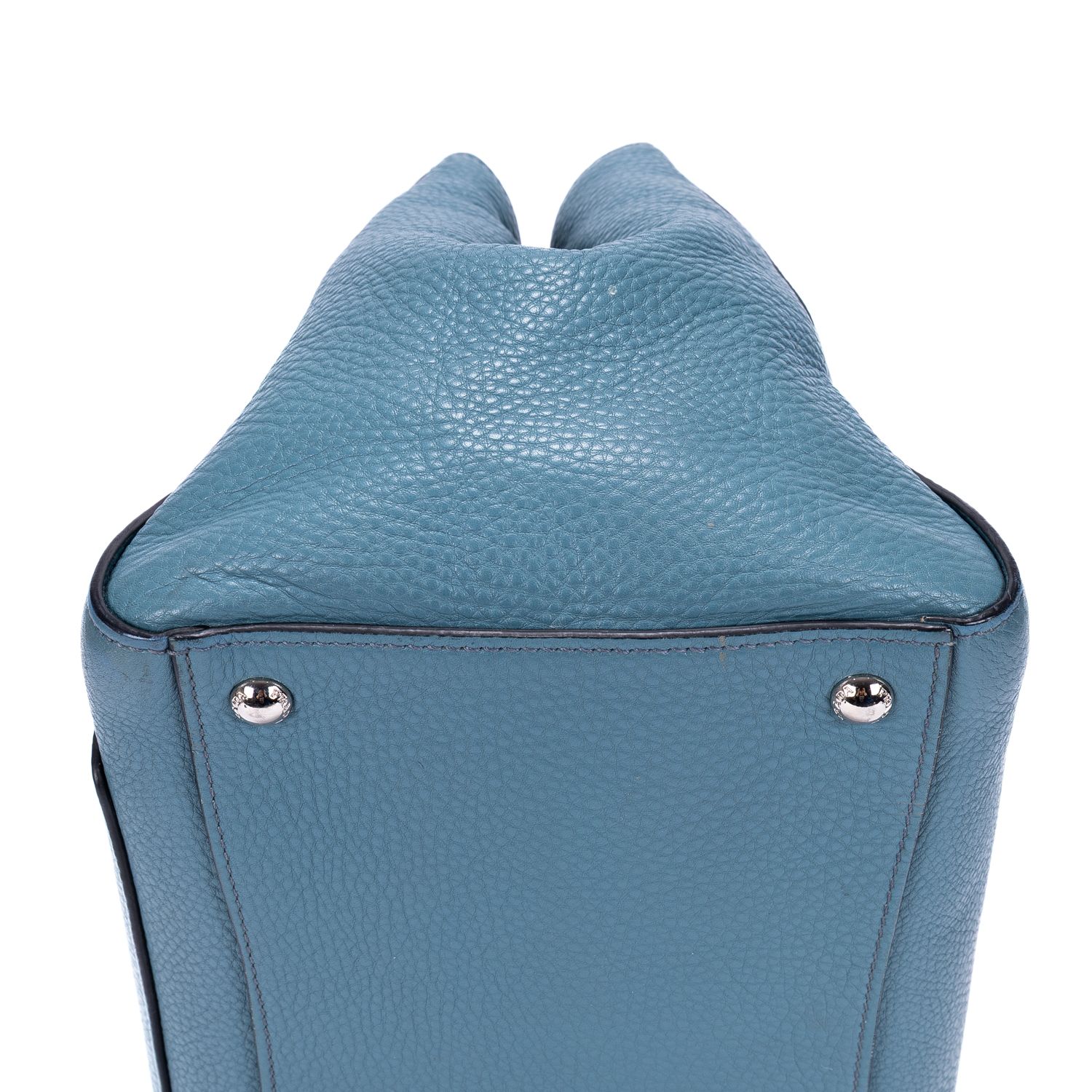 Shopping Tote Shopping Tote Blue Blue Vitello Daino Silver — view 7
