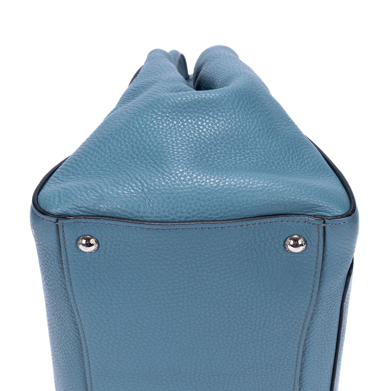 Shopping Tote Shopping Tote Blue Blue Vitello Daino Silver — view 8