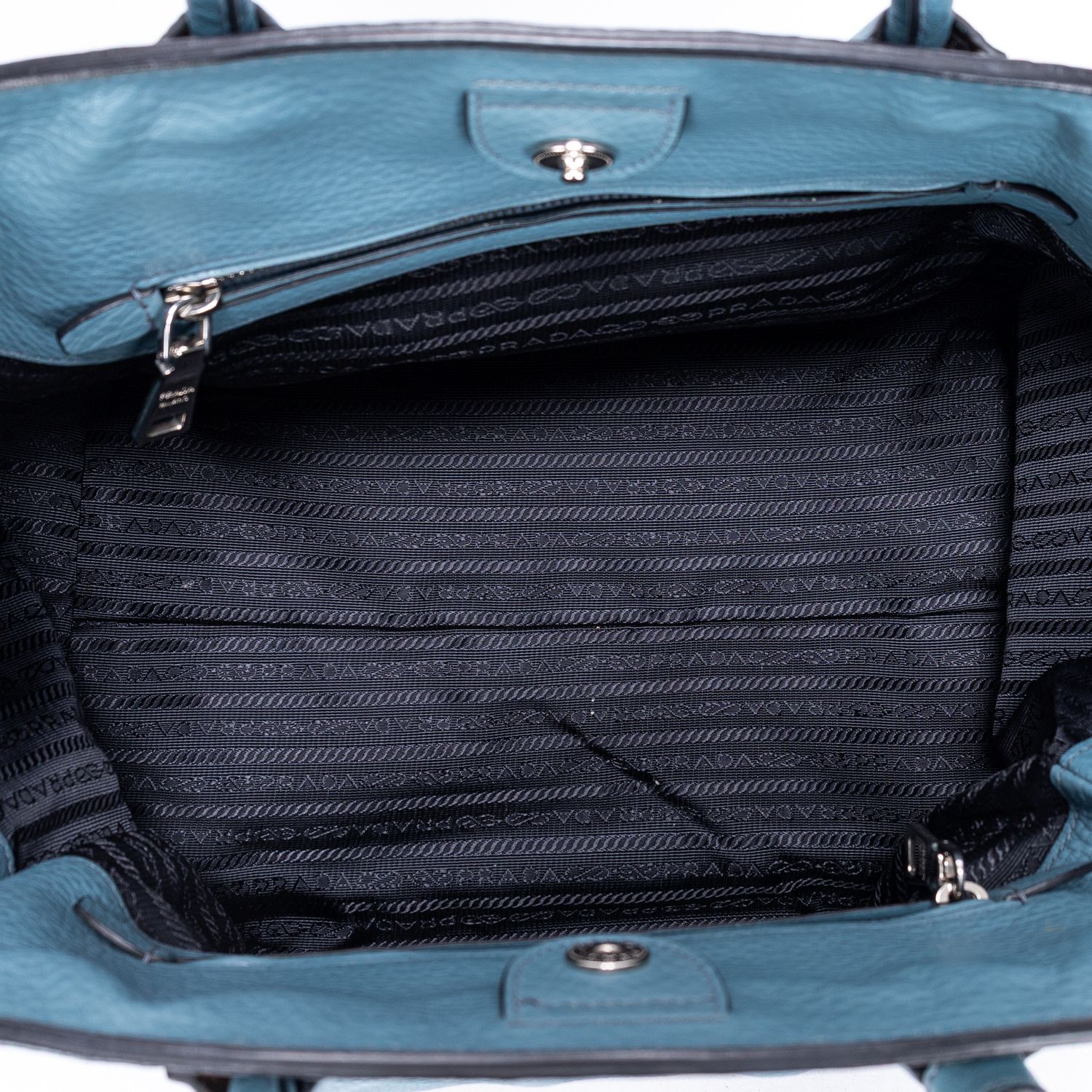 Shopping Tote Shopping Tote Blue Blue Vitello Daino Silver — view 9