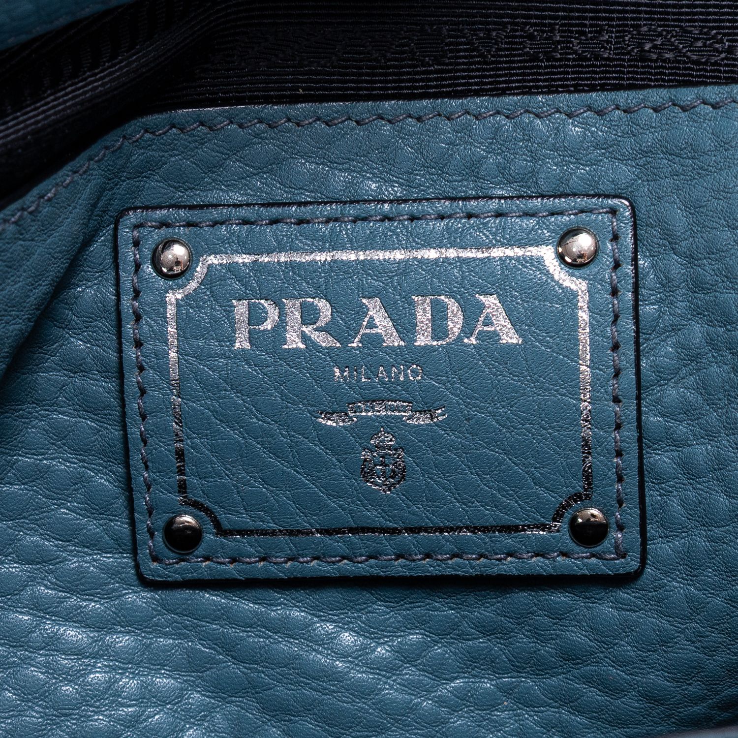 Shopping Tote Shopping Tote Blue Blue Vitello Daino Silver — view 10