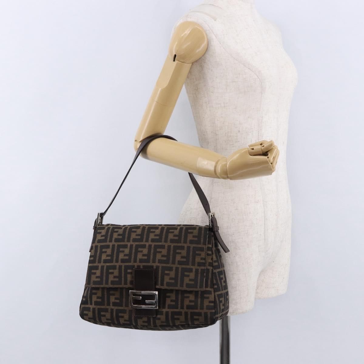 Mama Baguette Shoulder Bag Brown Silver Auth, Brown — view 25