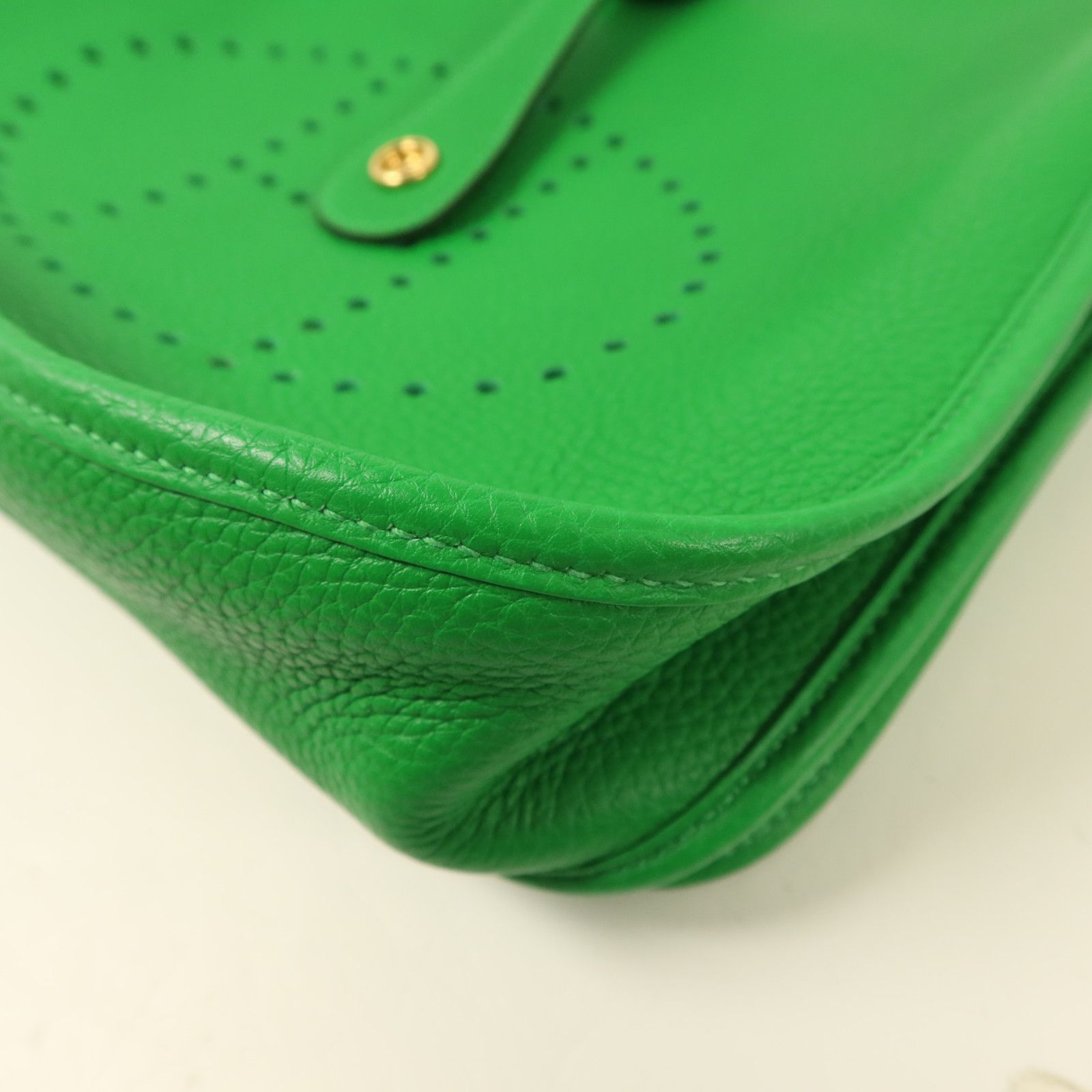 Clemence Leather Evelyne Pm Golden Shoulder Bag Green Bambou Taurillon Clemence Calfskin (cowhide) — view 11