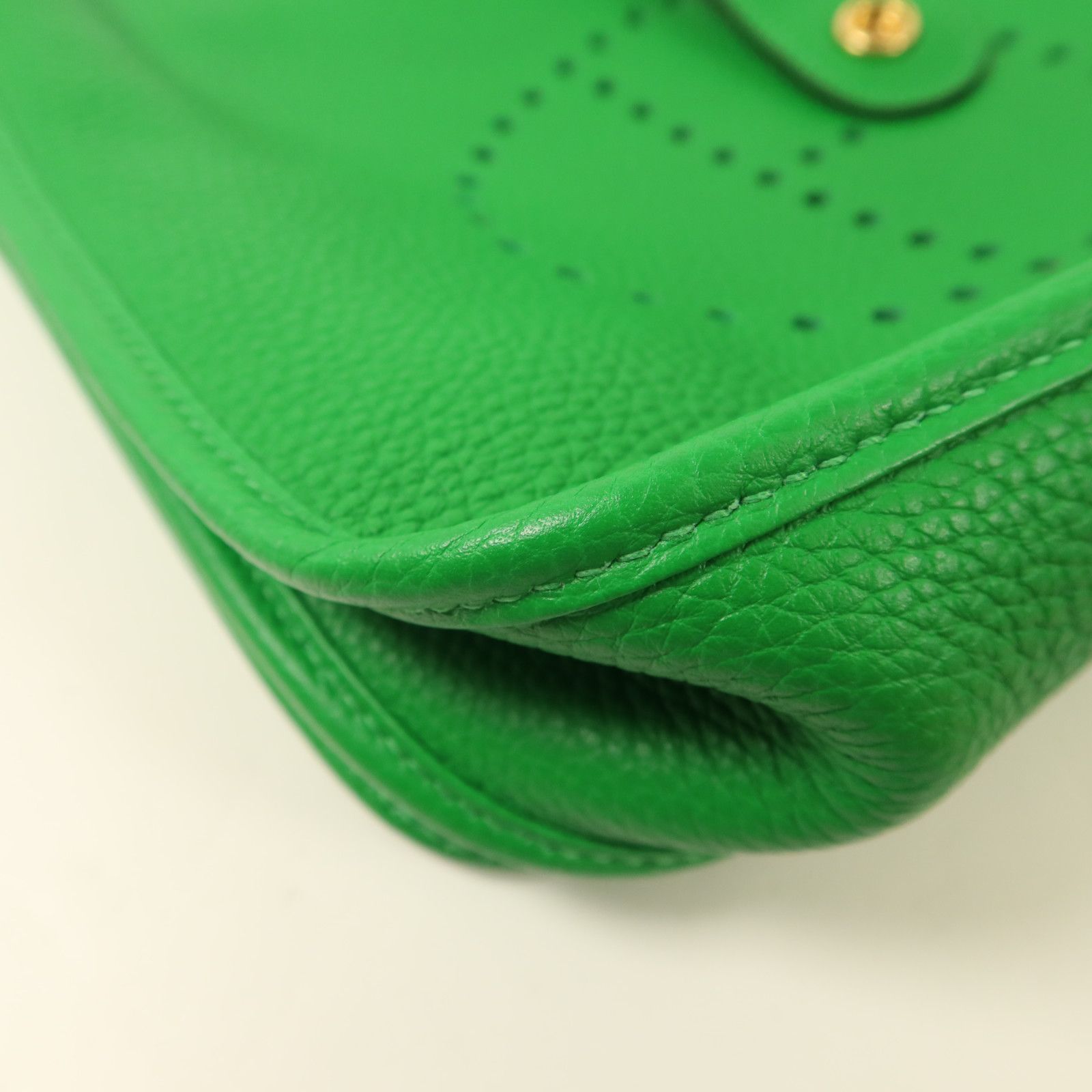 Clemence Leather Evelyne Pm Golden Shoulder Bag Green Bambou Taurillon Clemence Calfskin (cowhide) — view 12