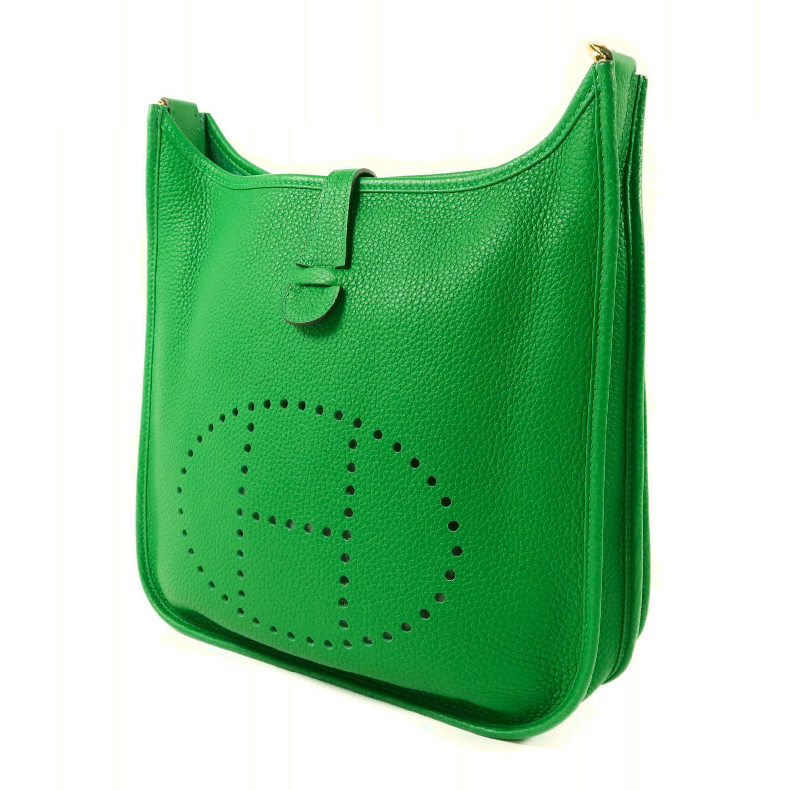 Clemence Leather Evelyne Pm Golden Shoulder Bag Green Bambou Taurillon Clemence Calfskin (cowhide) — view 3