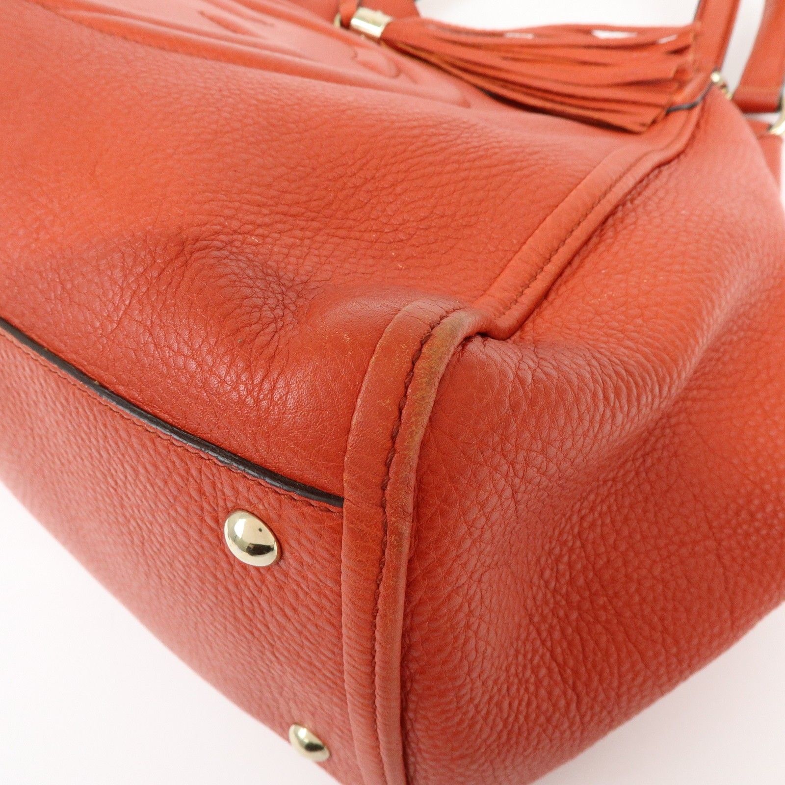 SOHO Interlocking G Leather Tote Bag Hand Bag Orange 282309 — view 12