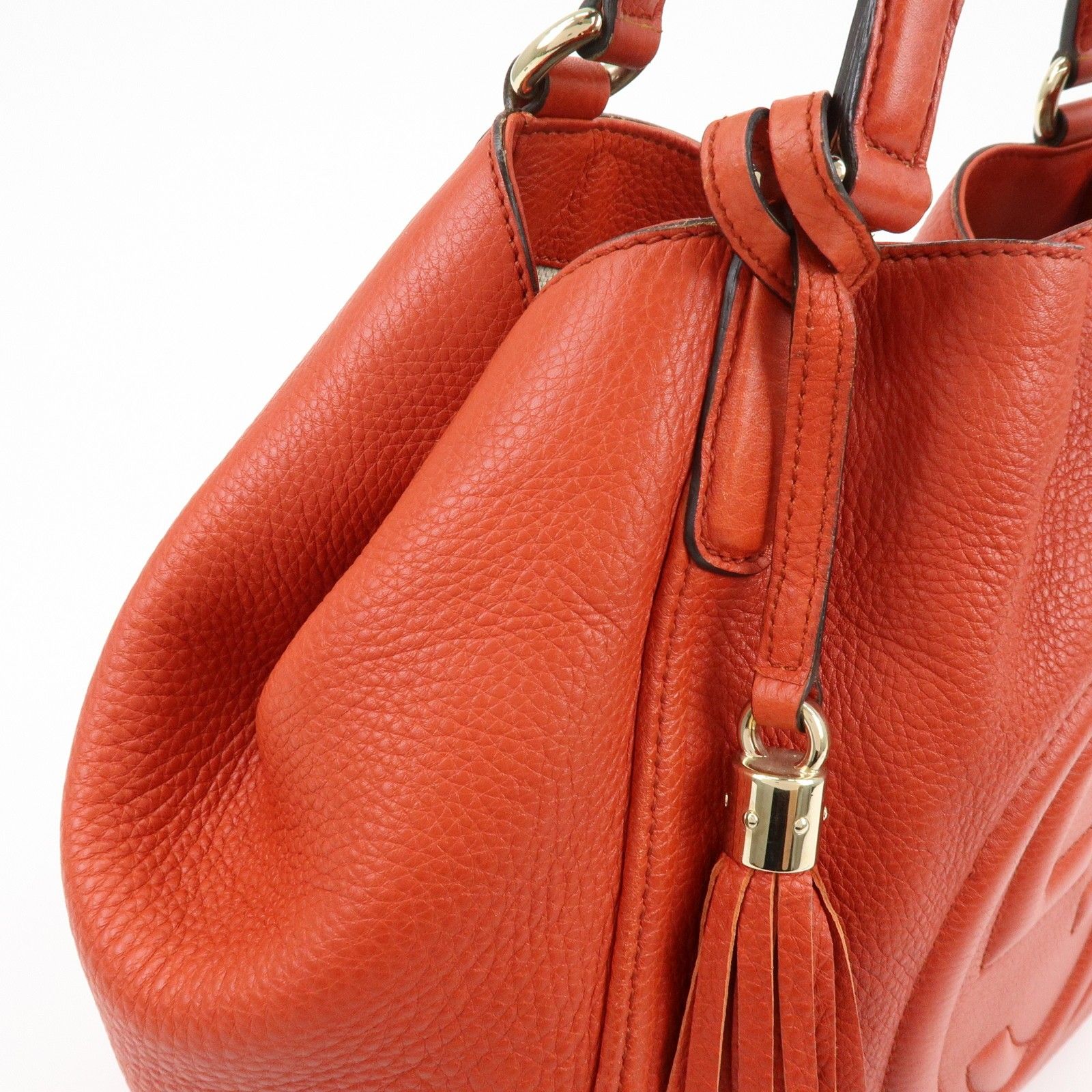 SOHO Interlocking G Leather Tote Bag Hand Bag Orange 282309 — view 16