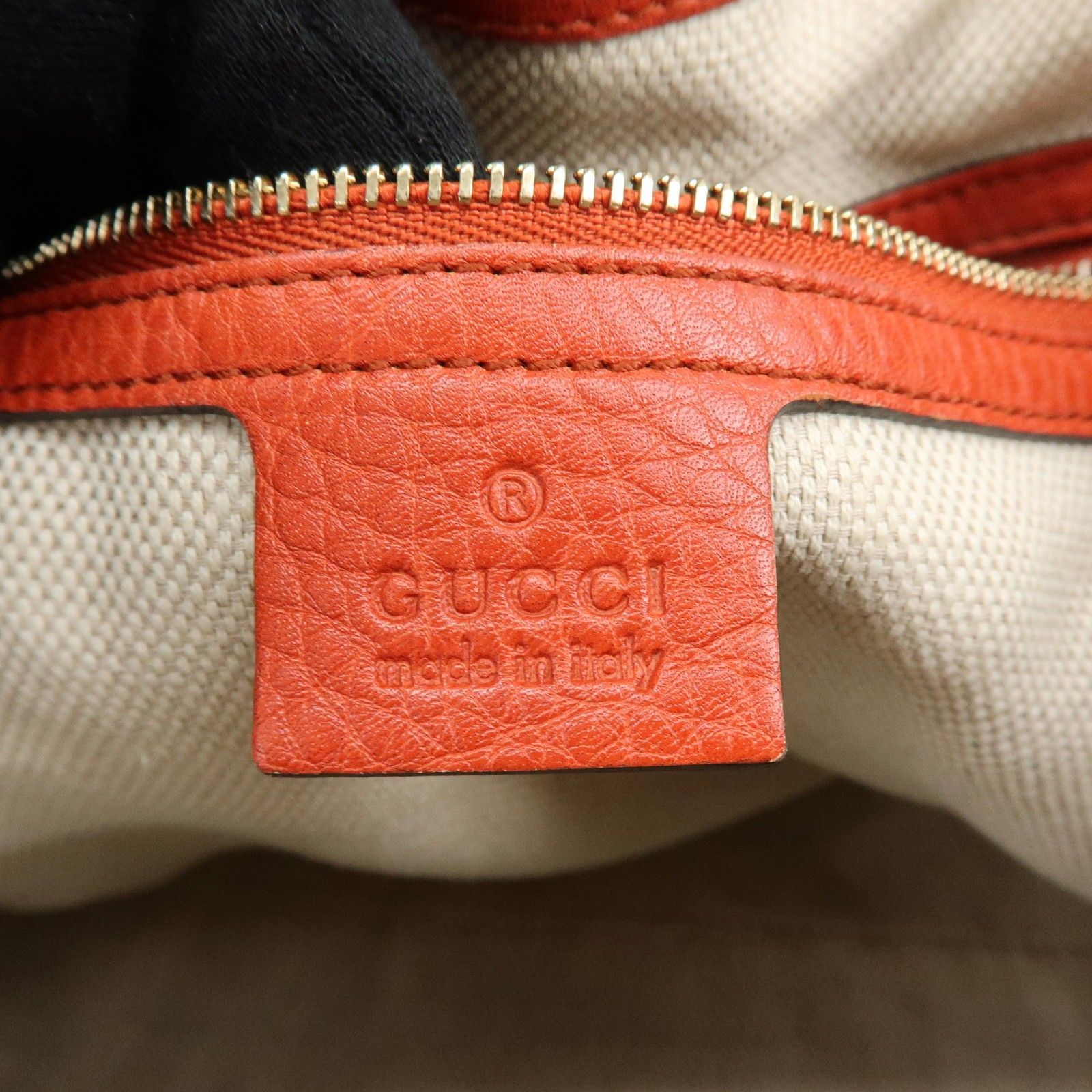 SOHO Interlocking G Leather Tote Bag Hand Bag Orange 282309 — view 23