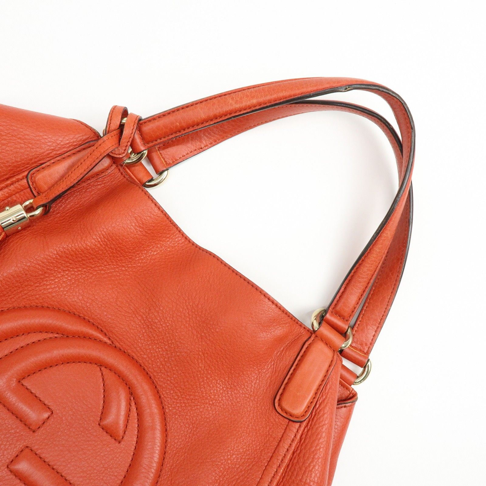 SOHO Interlocking G Leather Tote Bag Hand Bag Orange 282309 — view 6