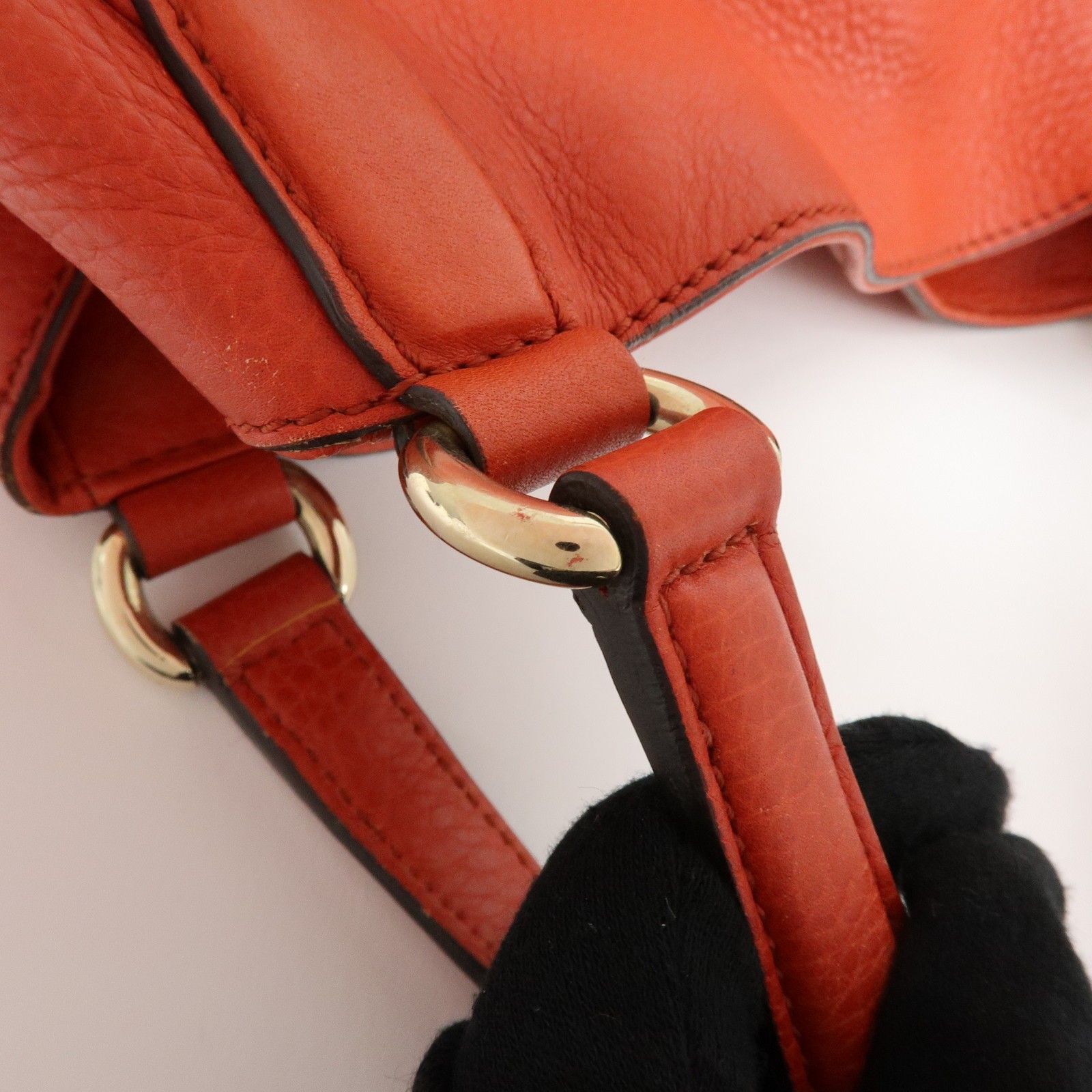 SOHO Interlocking G Leather Tote Bag Hand Bag Orange 282309 — view 8