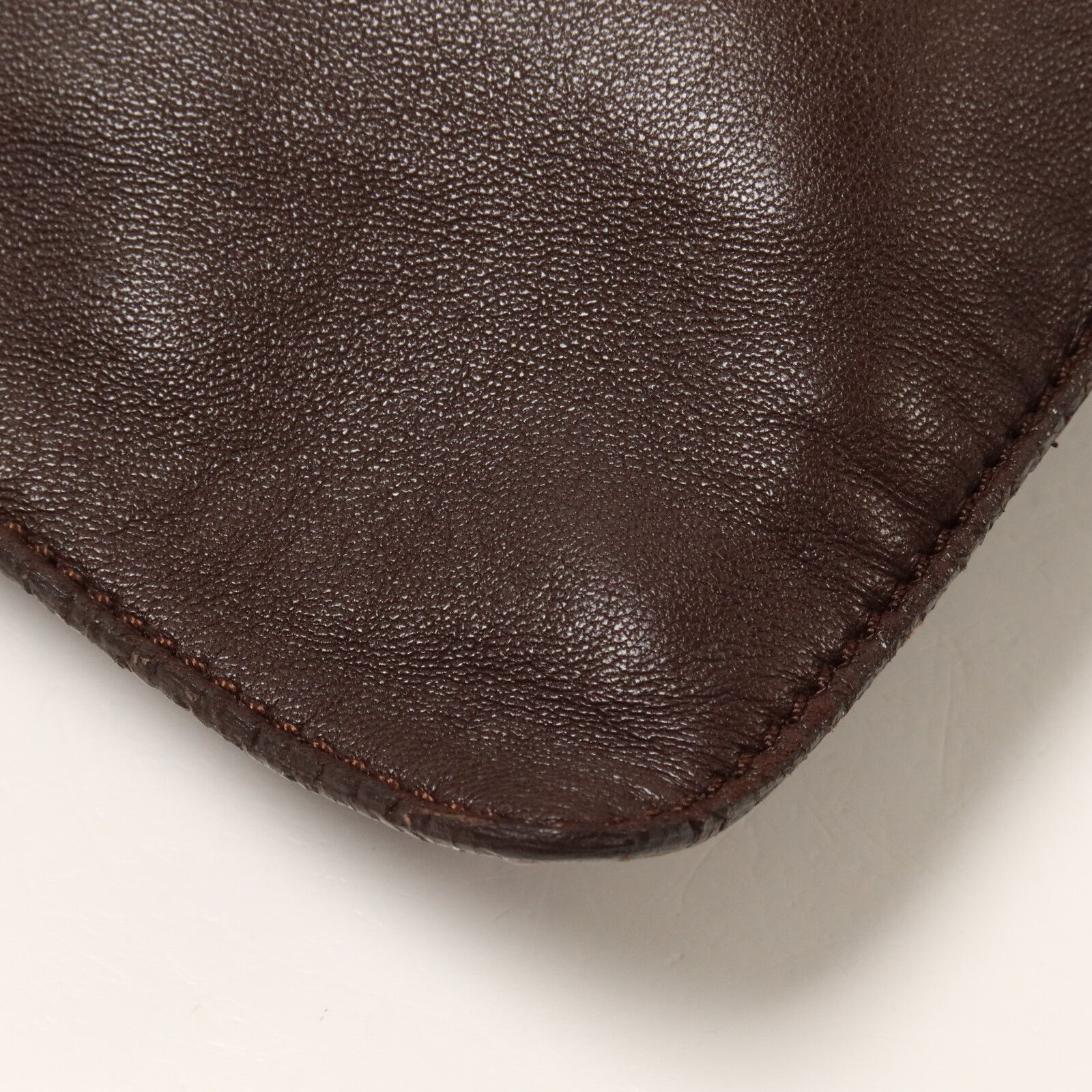 Lambskin Leather Wood Handle Tote Bag — view 12