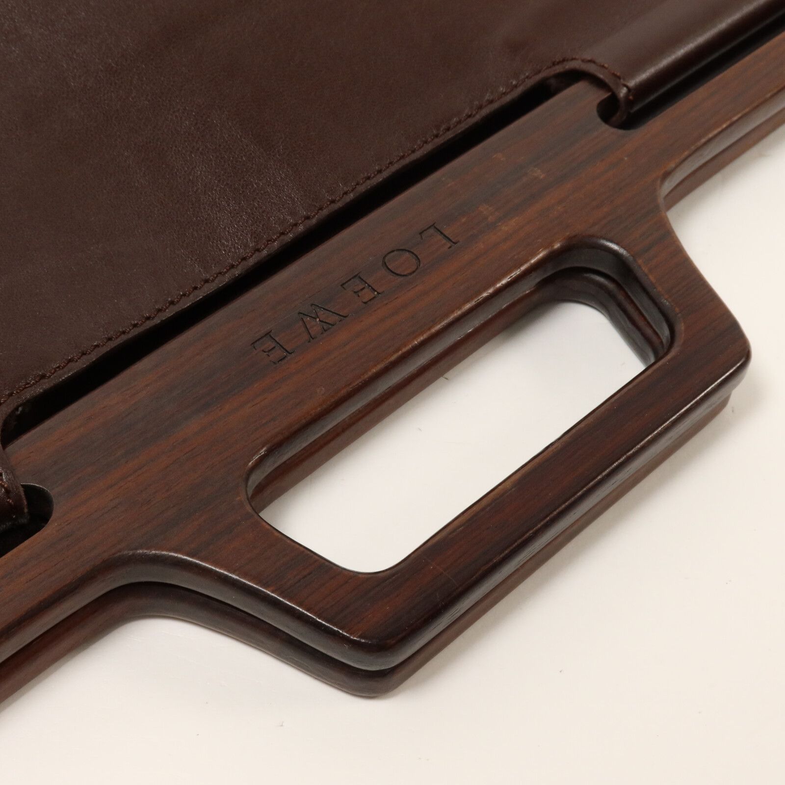Lambskin Leather Wood Handle Tote Bag — view 8