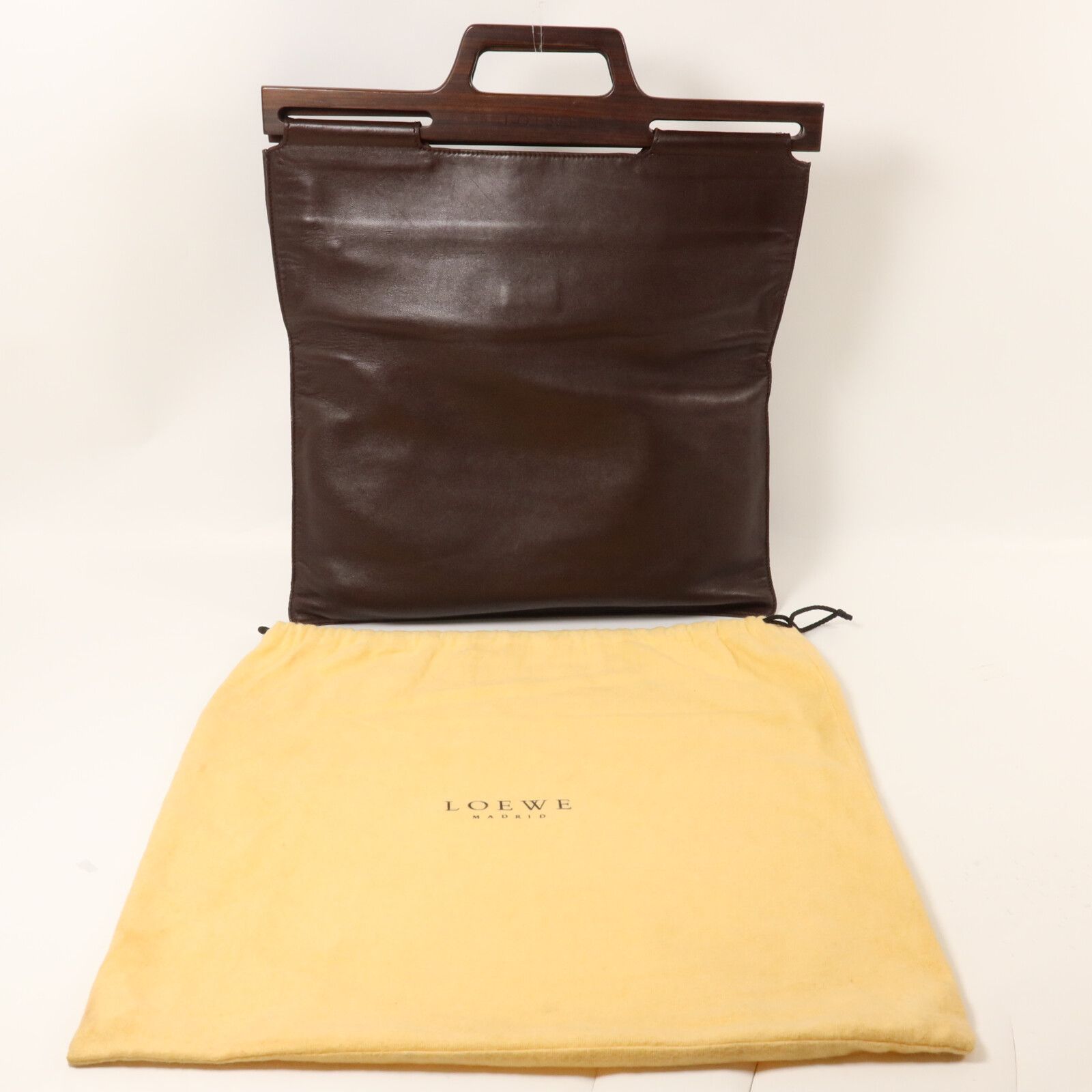 Lambskin Leather Wood Handle Tote Bag — view 9