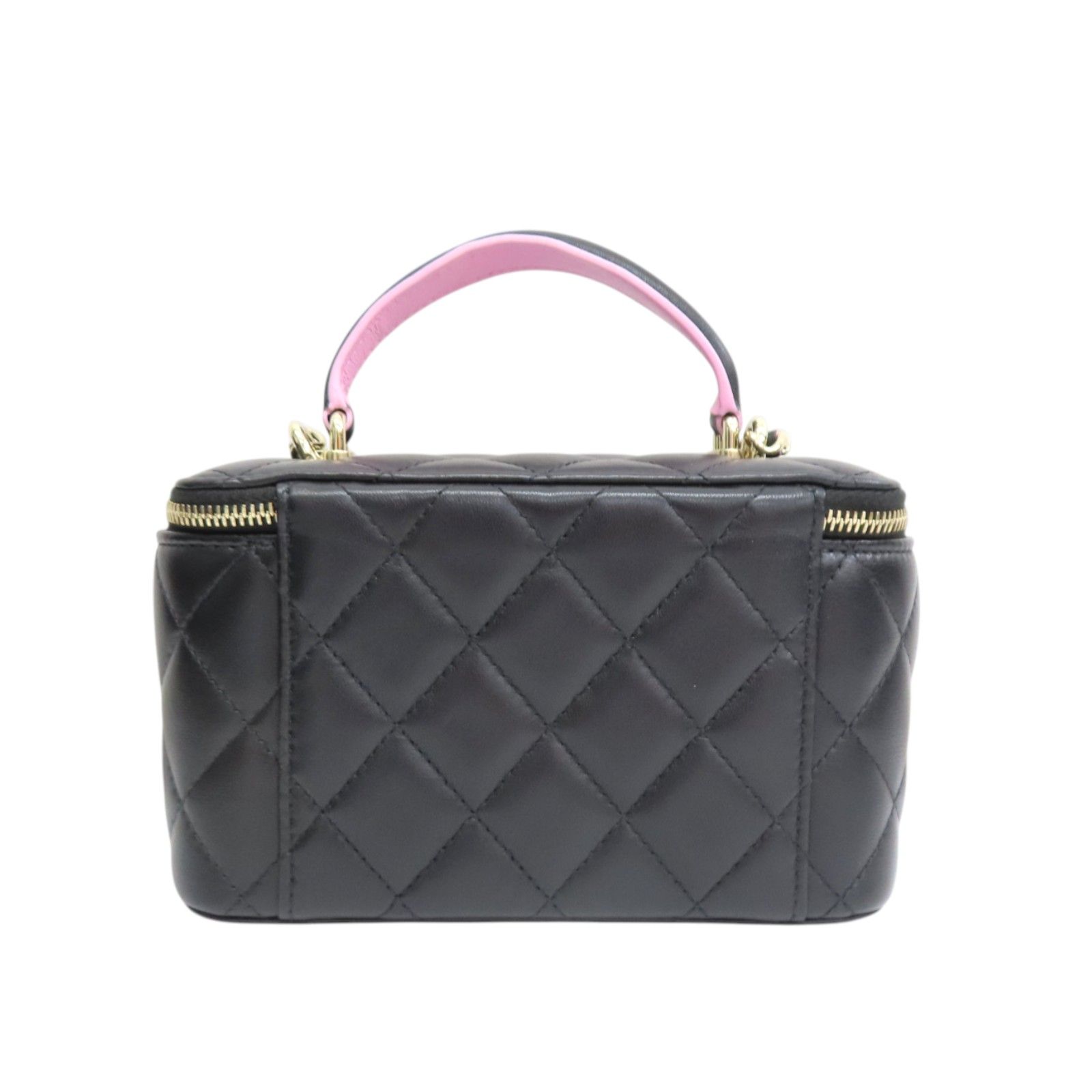 Classic Top Handle Vanity Case with Pink and Purple Leather Accents w/GHW — view 2