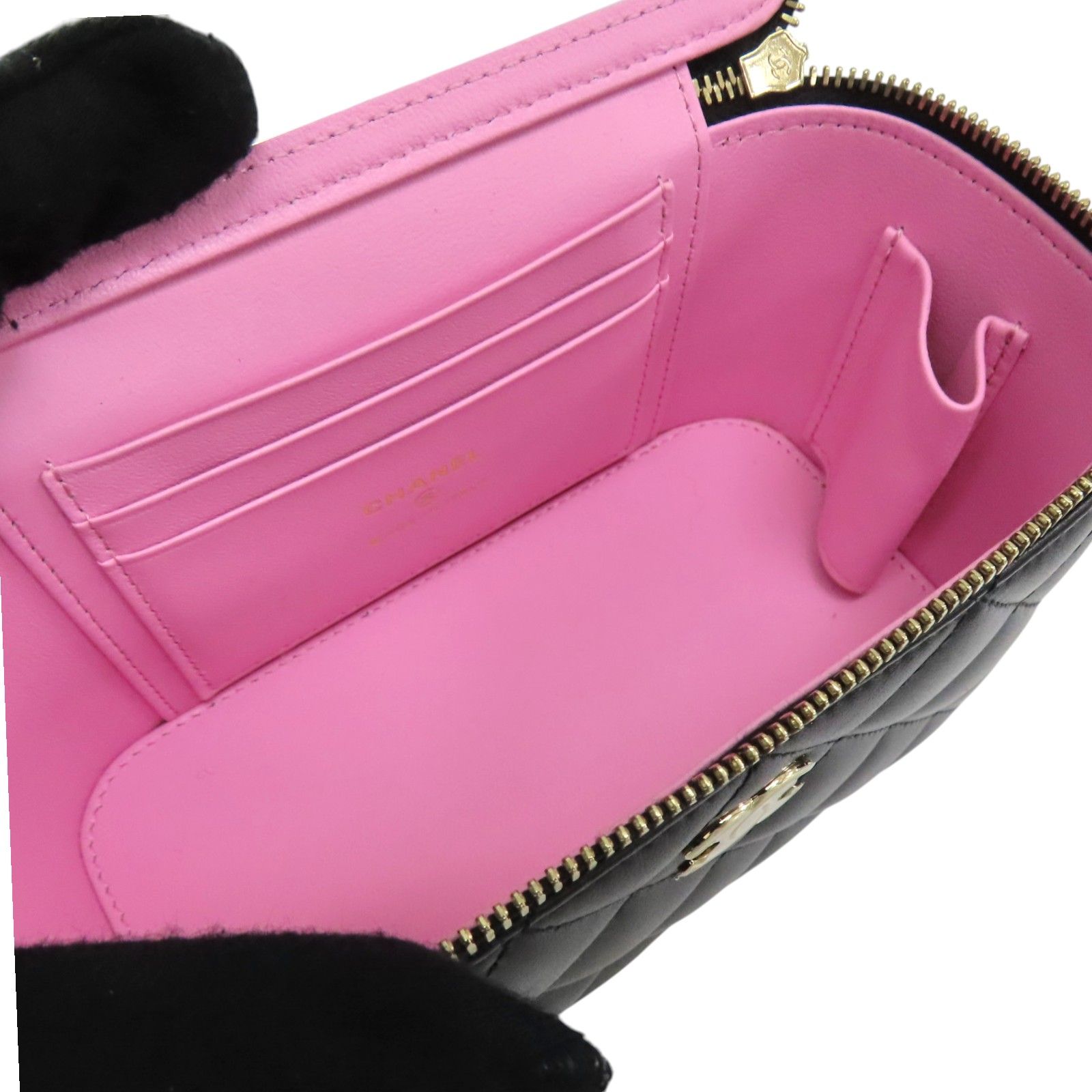 Classic Top Handle Vanity Case with Pink and Purple Leather Accents w/GHW — view 5