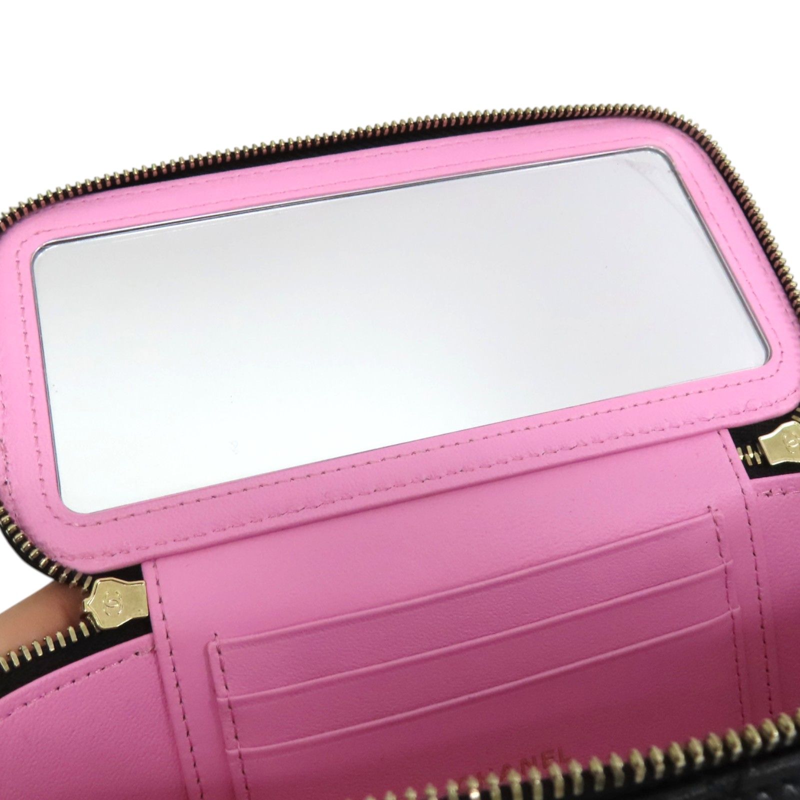 Classic Top Handle Vanity Case with Pink and Purple Leather Accents w/GHW — view 6