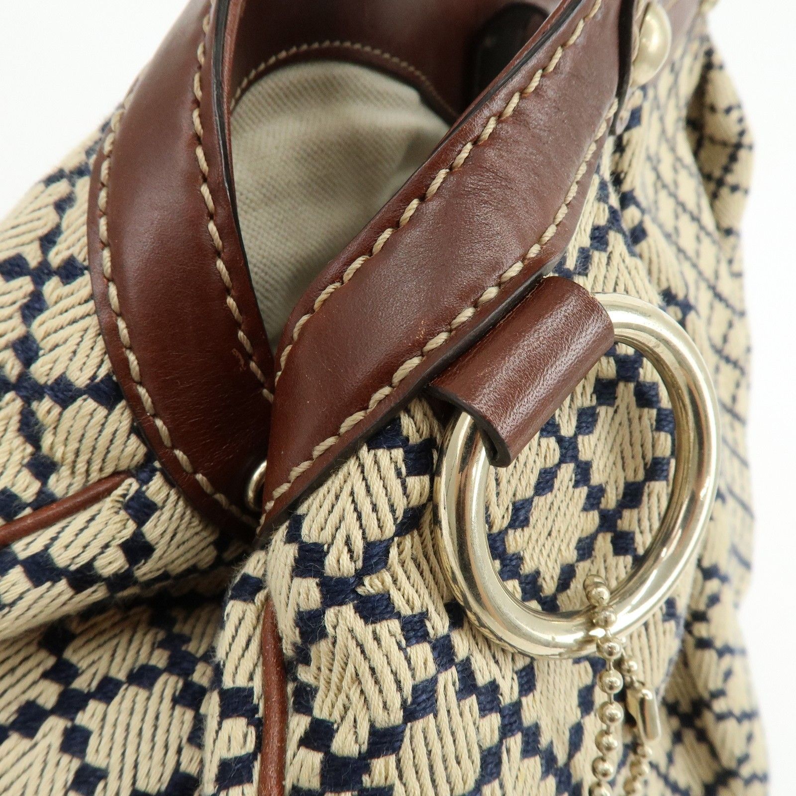 Sukey Diamante Interlocking G GG Canvas Leather Hand Bag 211944 — view 14