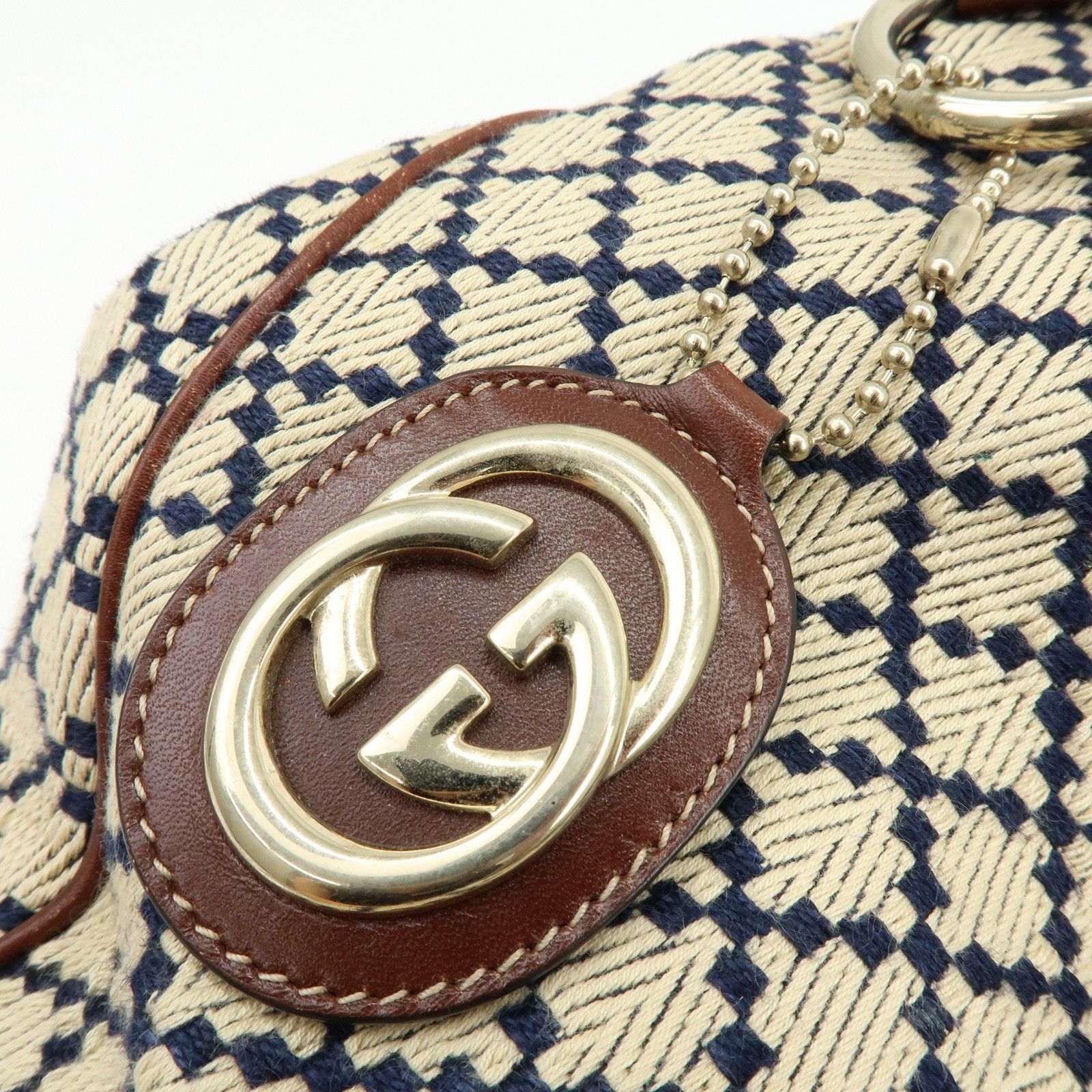Sukey Diamante Interlocking G GG Canvas Leather Hand Bag 211944 — view 17