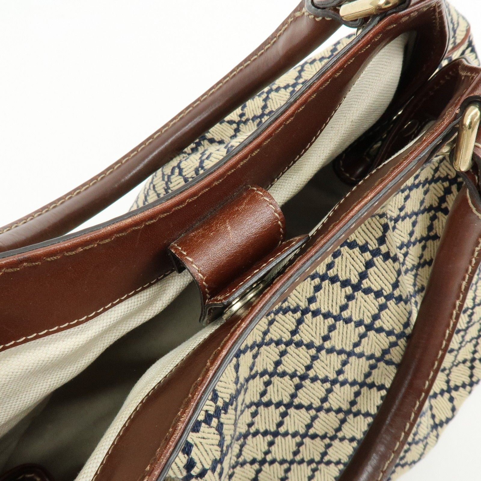 Sukey Diamante Interlocking G GG Canvas Leather Hand Bag 211944 — view 18