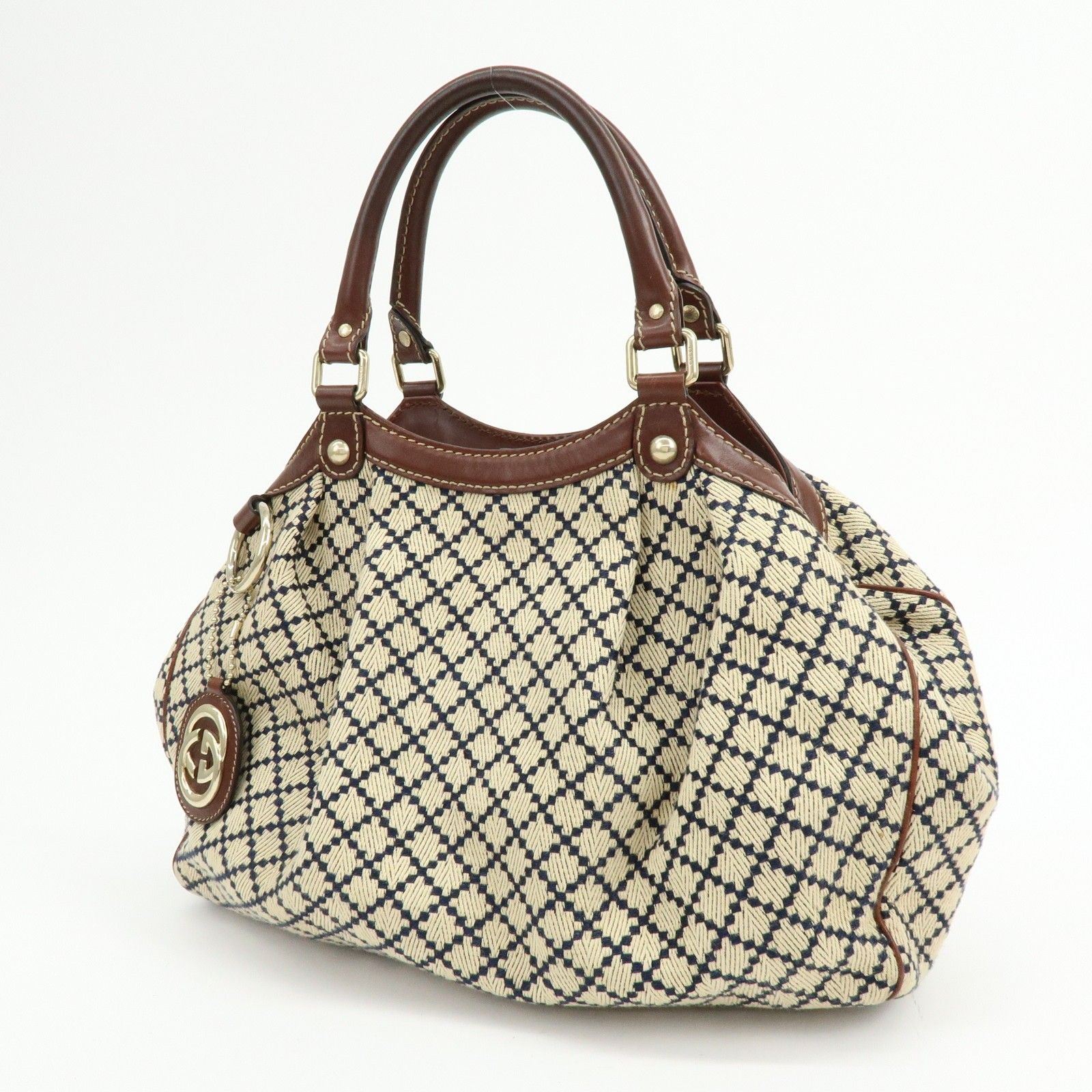 Sukey Diamante Interlocking G GG Canvas Leather Hand Bag 211944 — view 3