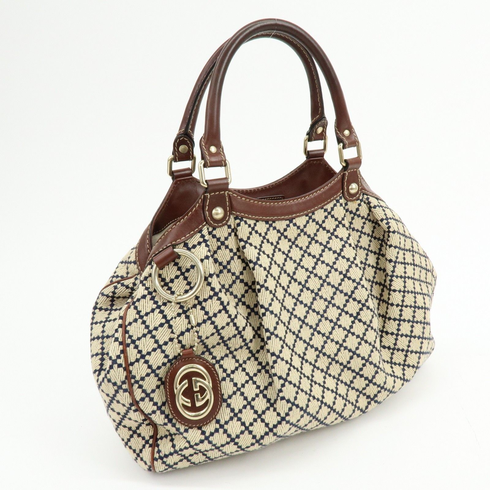 Sukey Diamante Interlocking G GG Canvas Leather Hand Bag 211944 — view 4