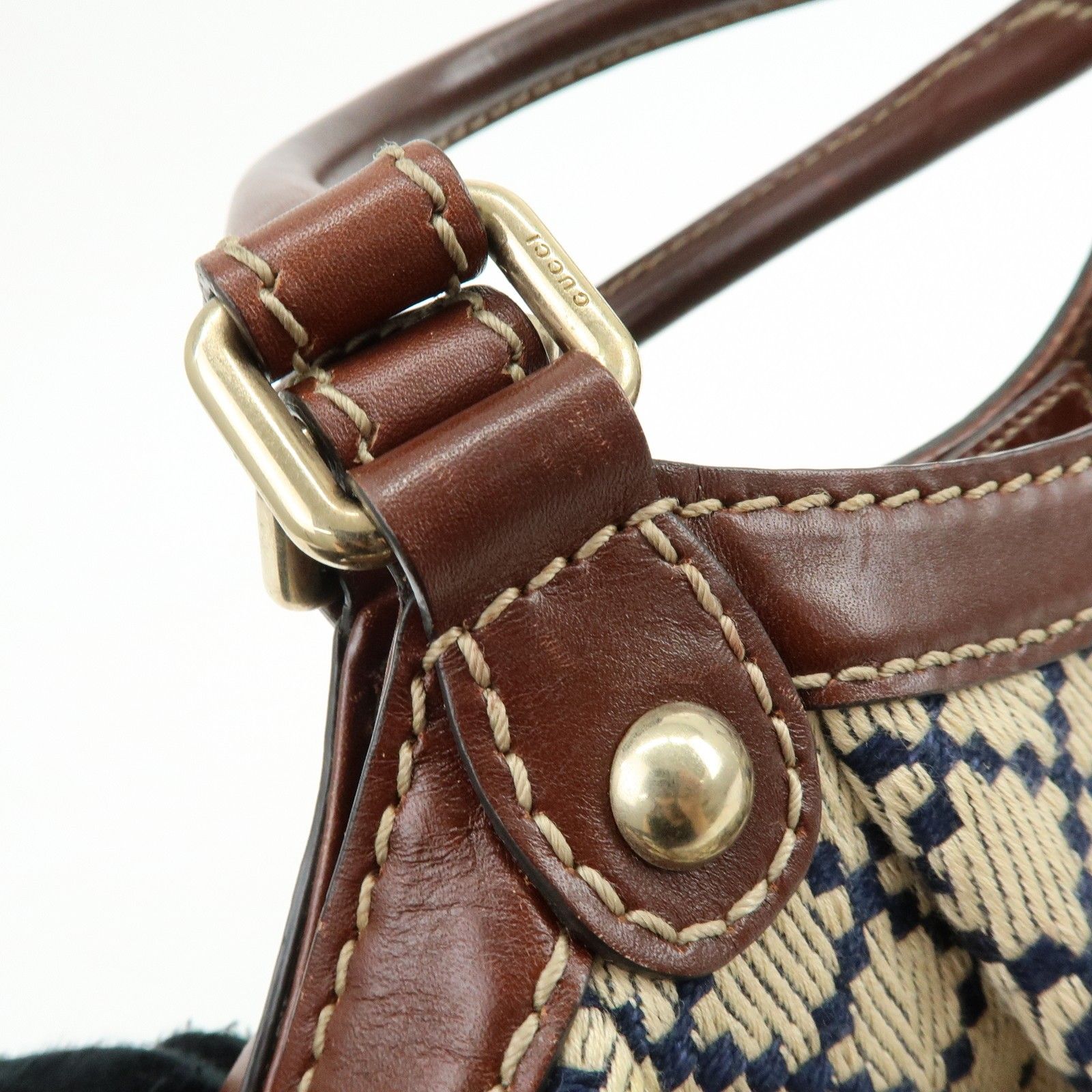 Sukey Diamante Interlocking G GG Canvas Leather Hand Bag 211944 — view 8