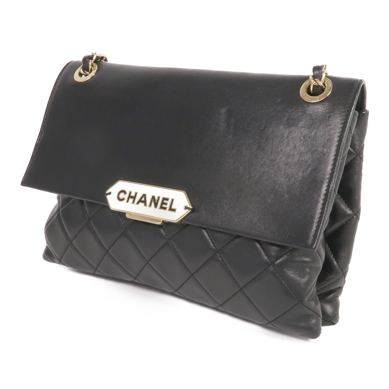Retro Label Flap Shoulder Bag, Black — view 3