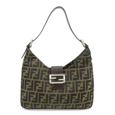 Zucca Canvas Leather Shoulder Bag Hand Bag Black Brown 26569