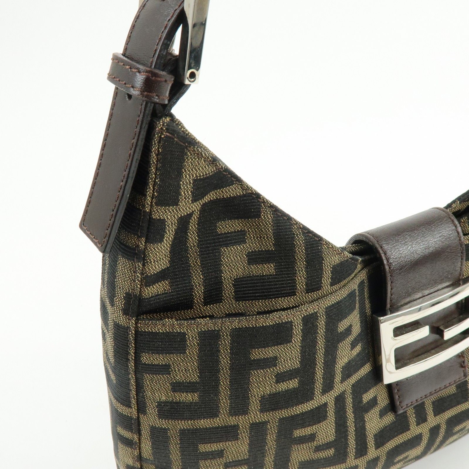 Zucca Canvas Leather Shoulder Bag Hand Bag Black Brown 26569 — view 15