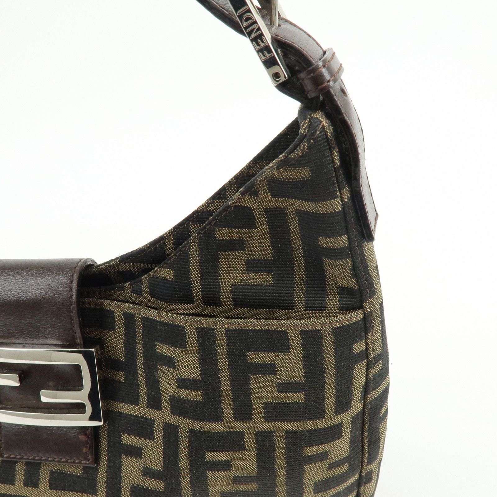 Zucca Canvas Leather Shoulder Bag Hand Bag Black Brown 26569 — view 16