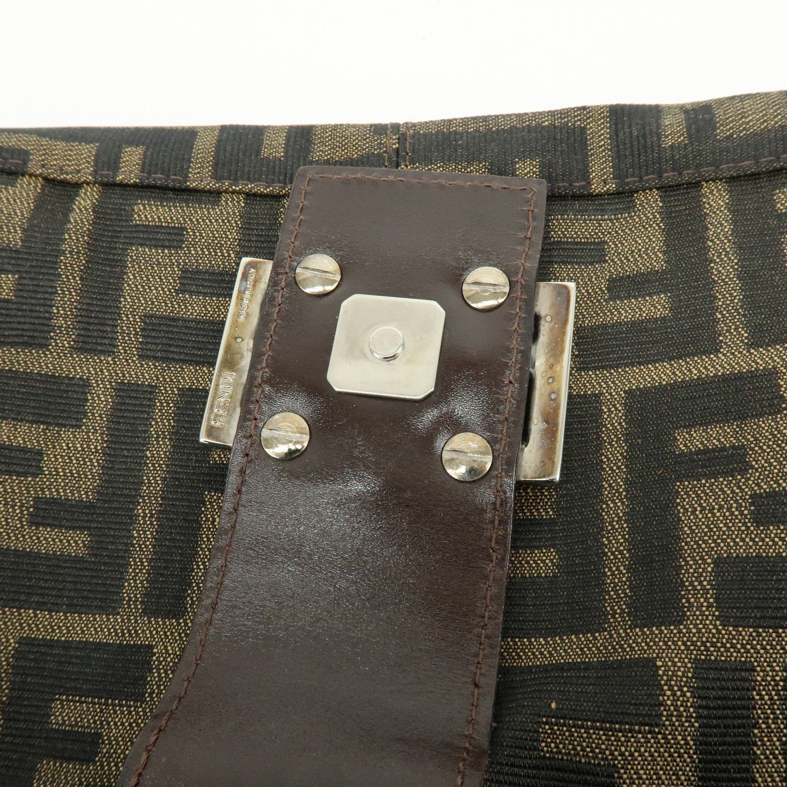 Zucca Canvas Leather Shoulder Bag Hand Bag Black Brown 26569 — view 18