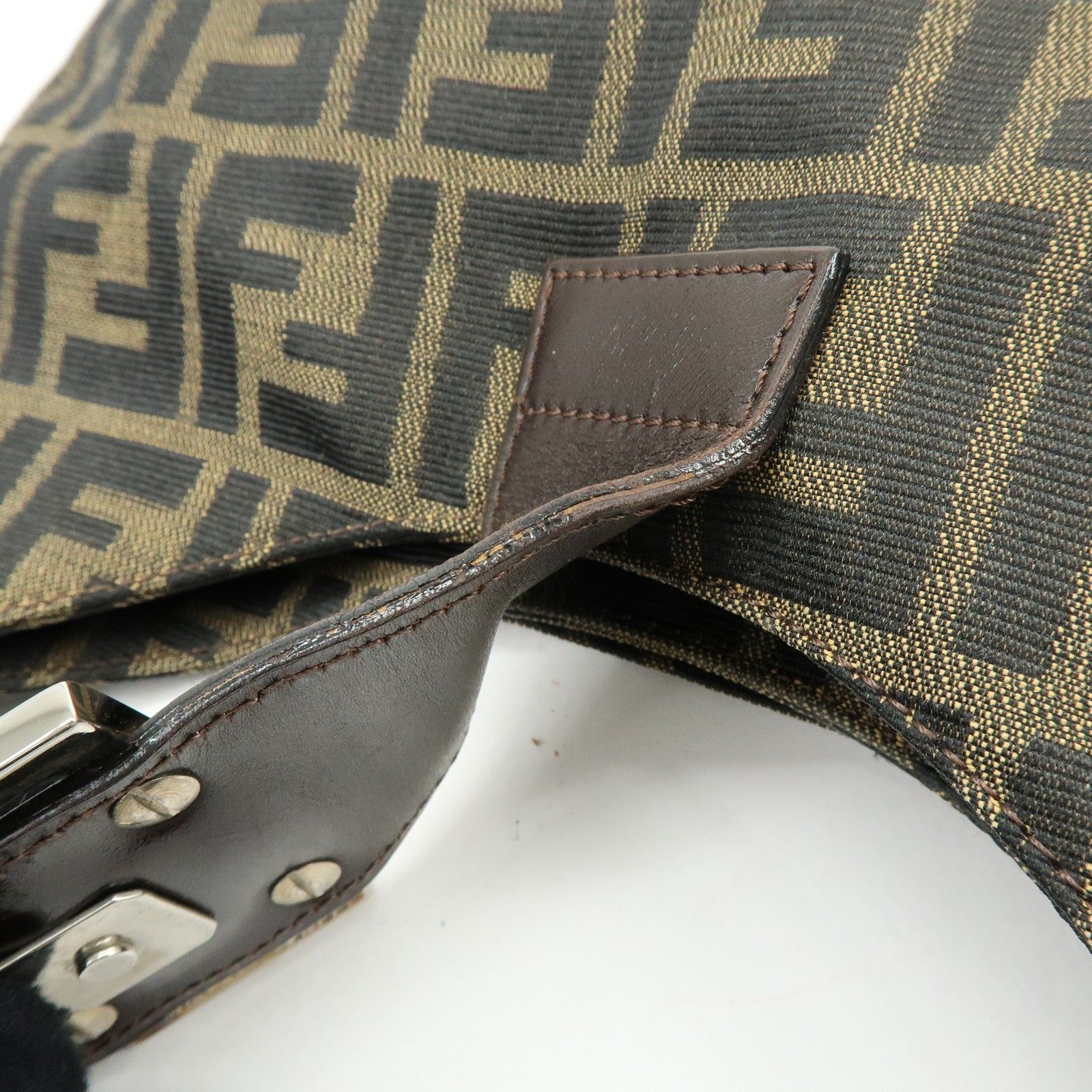Zucca Canvas Leather Shoulder Bag Hand Bag Black Brown 26569 — view 20