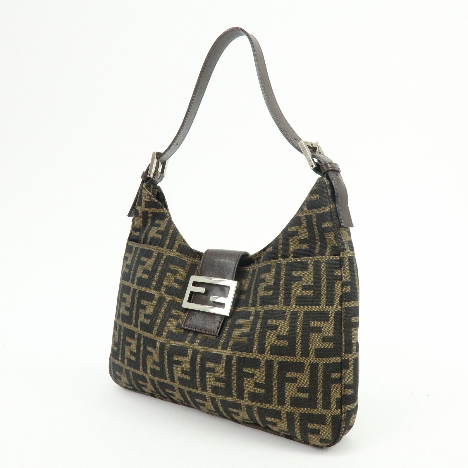 Zucca Canvas Leather Shoulder Bag Hand Bag Black Brown 26569 — view 3