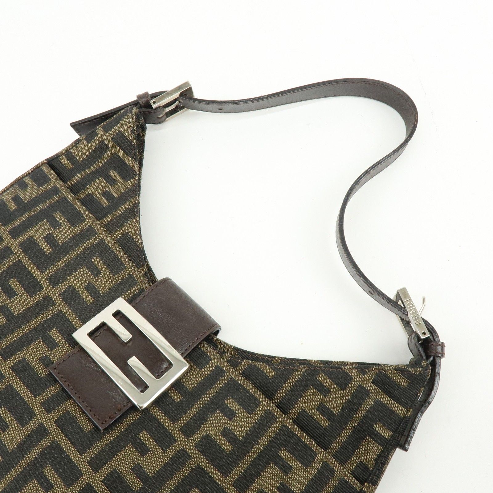 Zucca Canvas Leather Shoulder Bag Hand Bag Black Brown 26569 — view 6