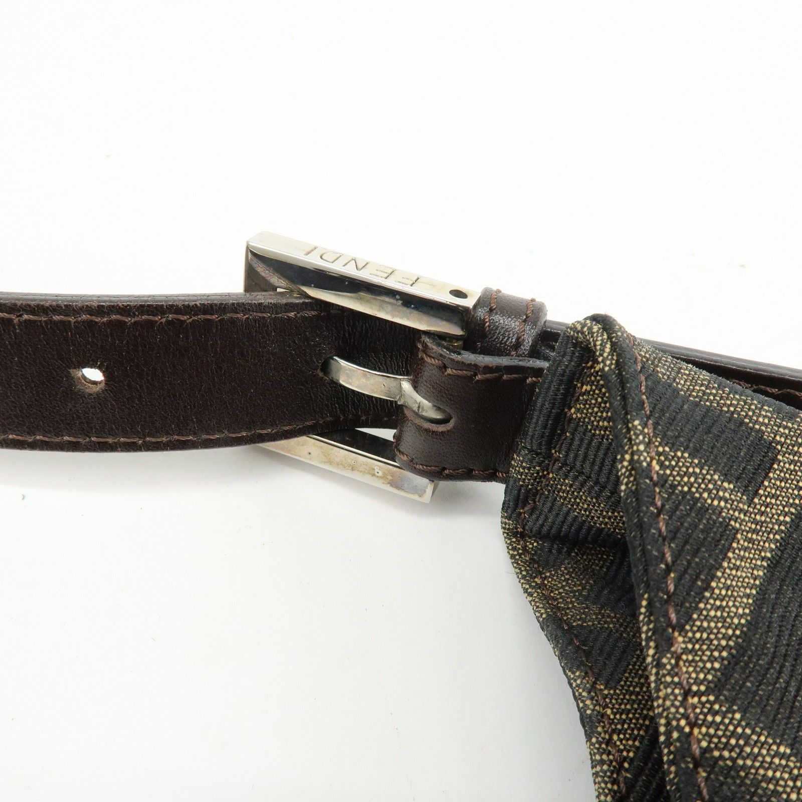 Zucca Canvas Leather Shoulder Bag Hand Bag Black Brown 26569 — view 9