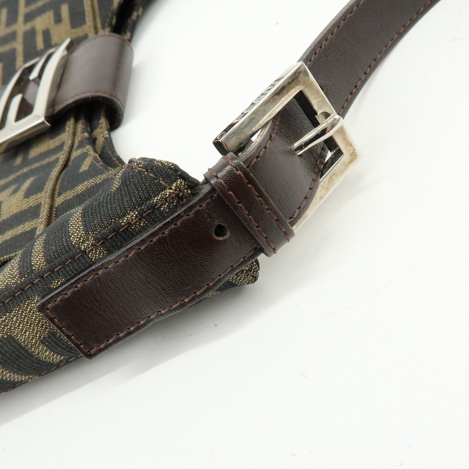 Zucca Canvas Leather Shoulder Bag Hand Bag Black Brown 26569 — view 10