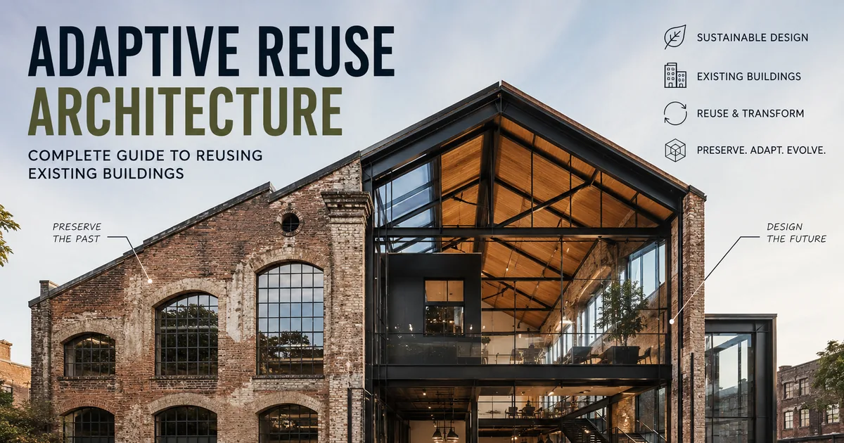 Adaptive reuse architecture diagram showing an old existing building transformed with a new modern architectural layer