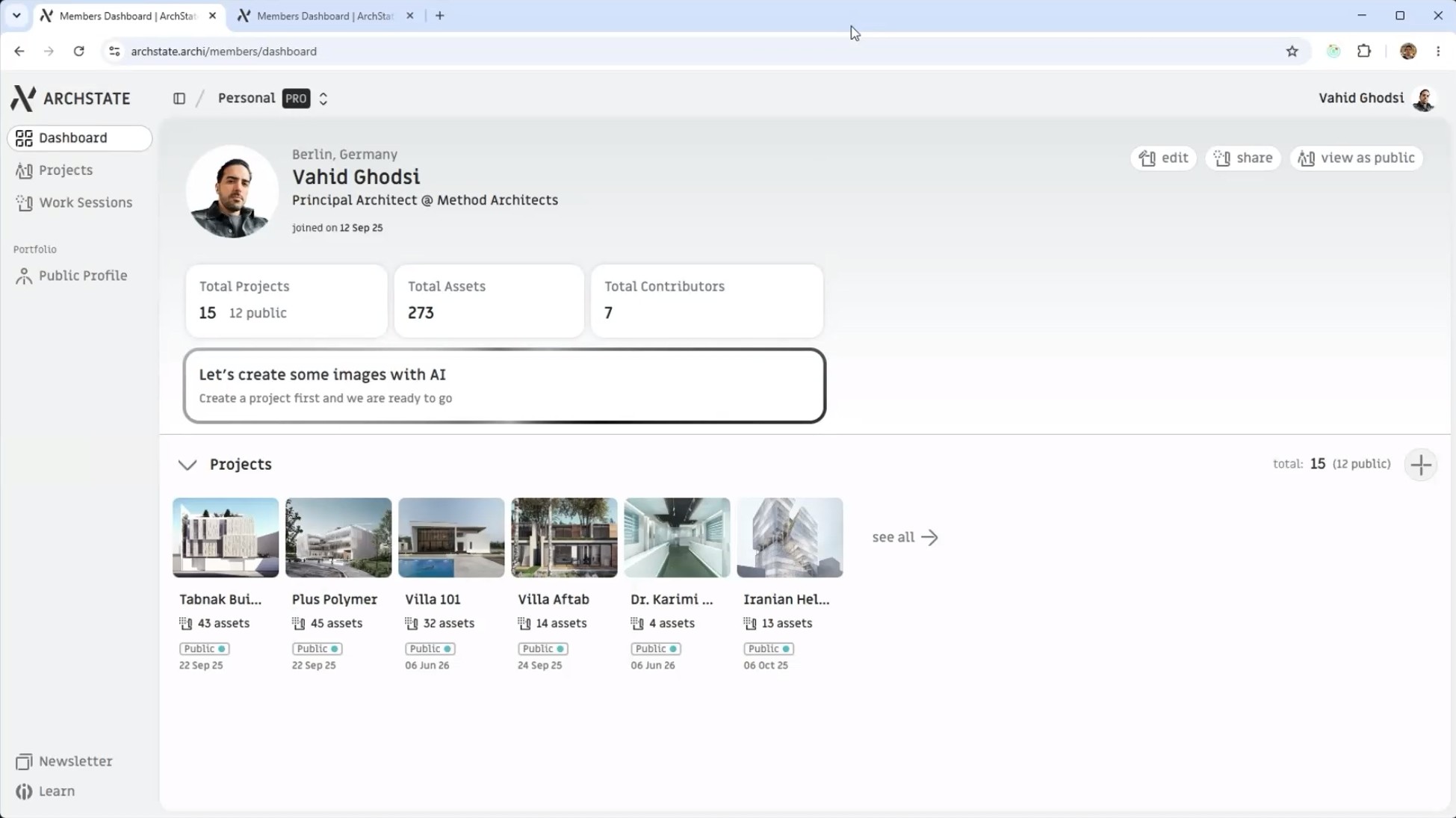 create projects preview