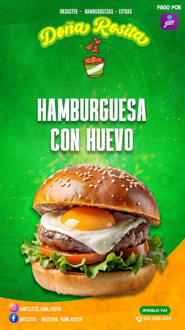 Hamburguesa De Pollo Con Huevo