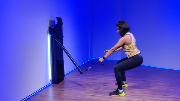 Squat Hold With Single Arm Rows
