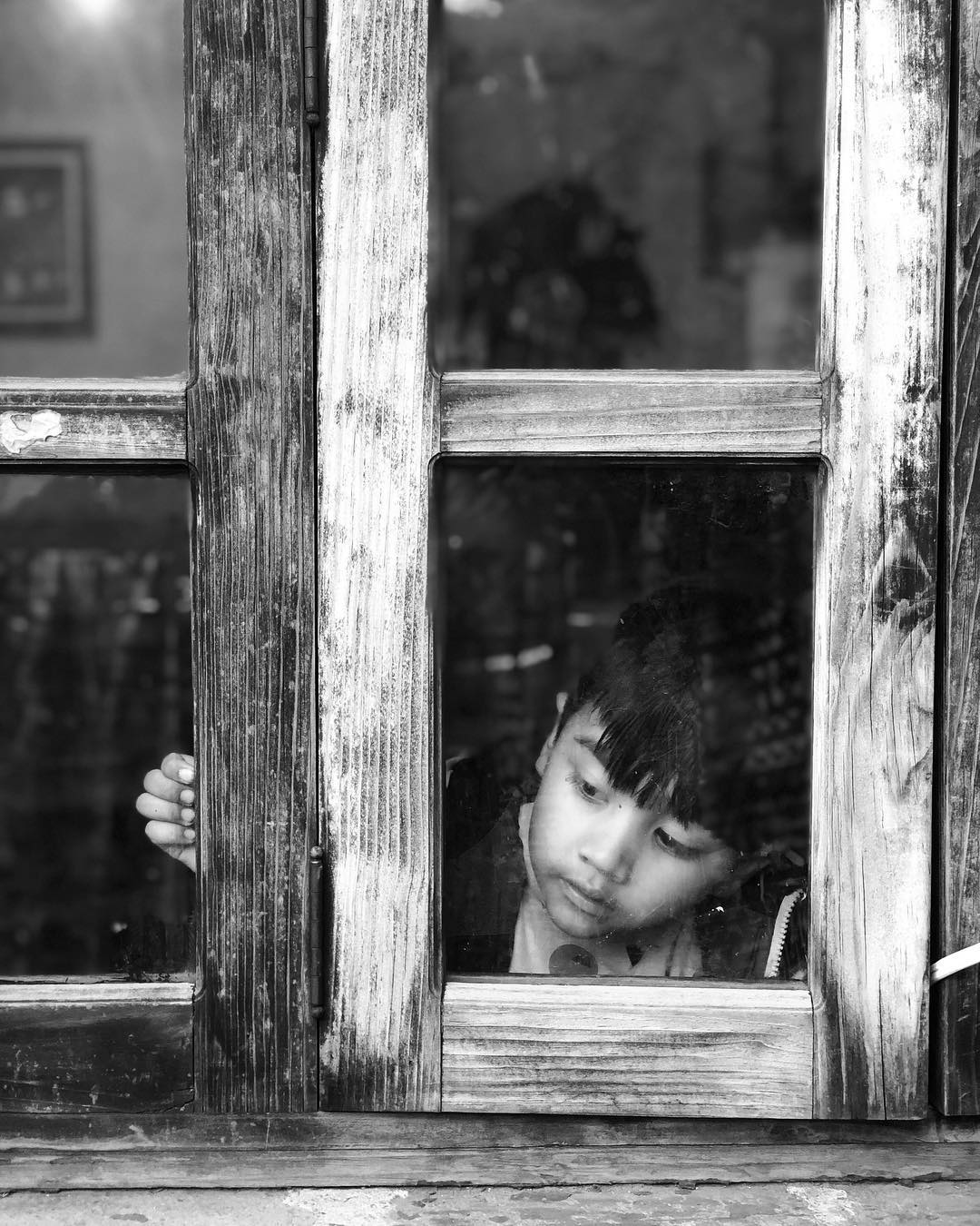 Creative background with a person looking at an art installation