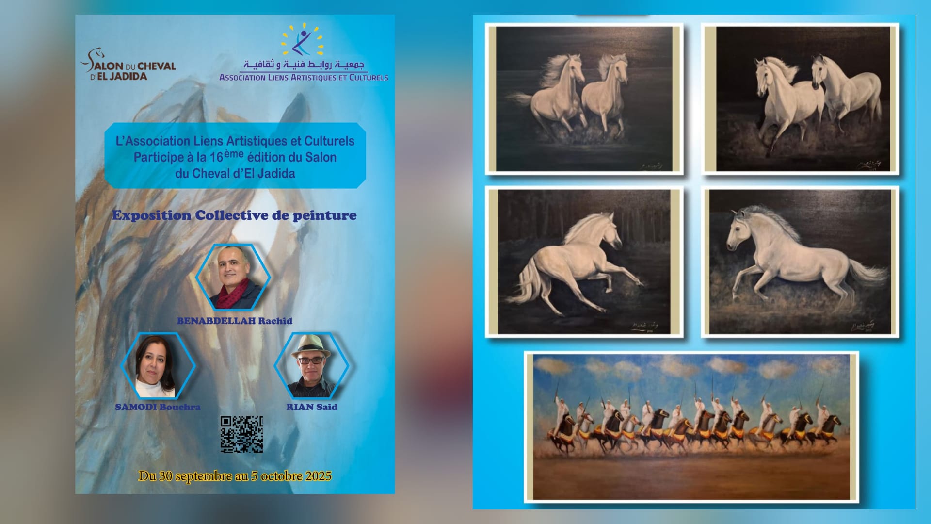 L'artiste peintre Rachid Benabdellah,président de l'association ALAC, participe à la 16ème édition du salon du cheval d'El Jadida - Maroc - du 30 septembre au 5 octobre 2025.