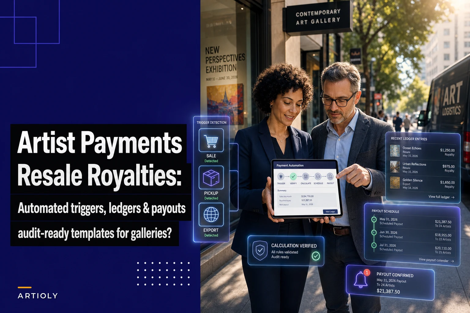 Artist payments & resale royalties: a scheduling and ledger system to avoid disputes and audit headaches