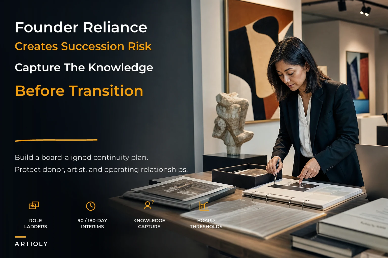Succession and talent-pipeline governance for founder-run galleries