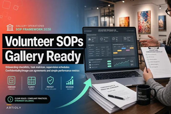 Volunteer & intern program SOP: onboarding, task matrices and legal basics for small galleries