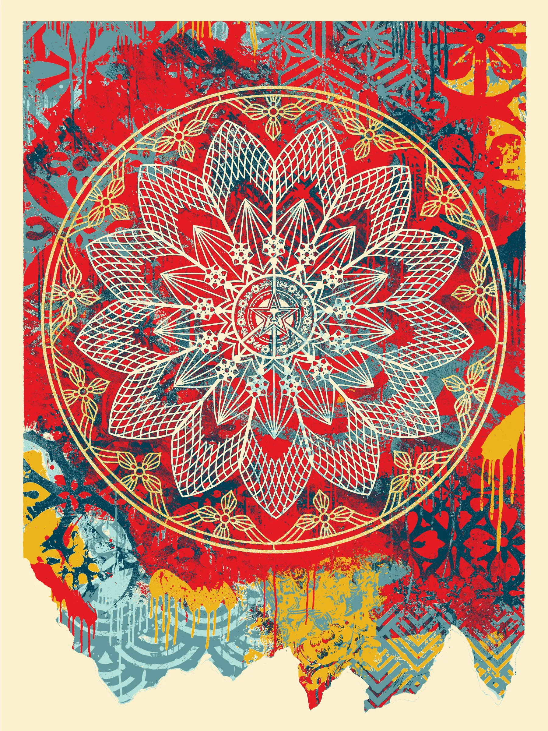 Collage Peace Mandala (red)