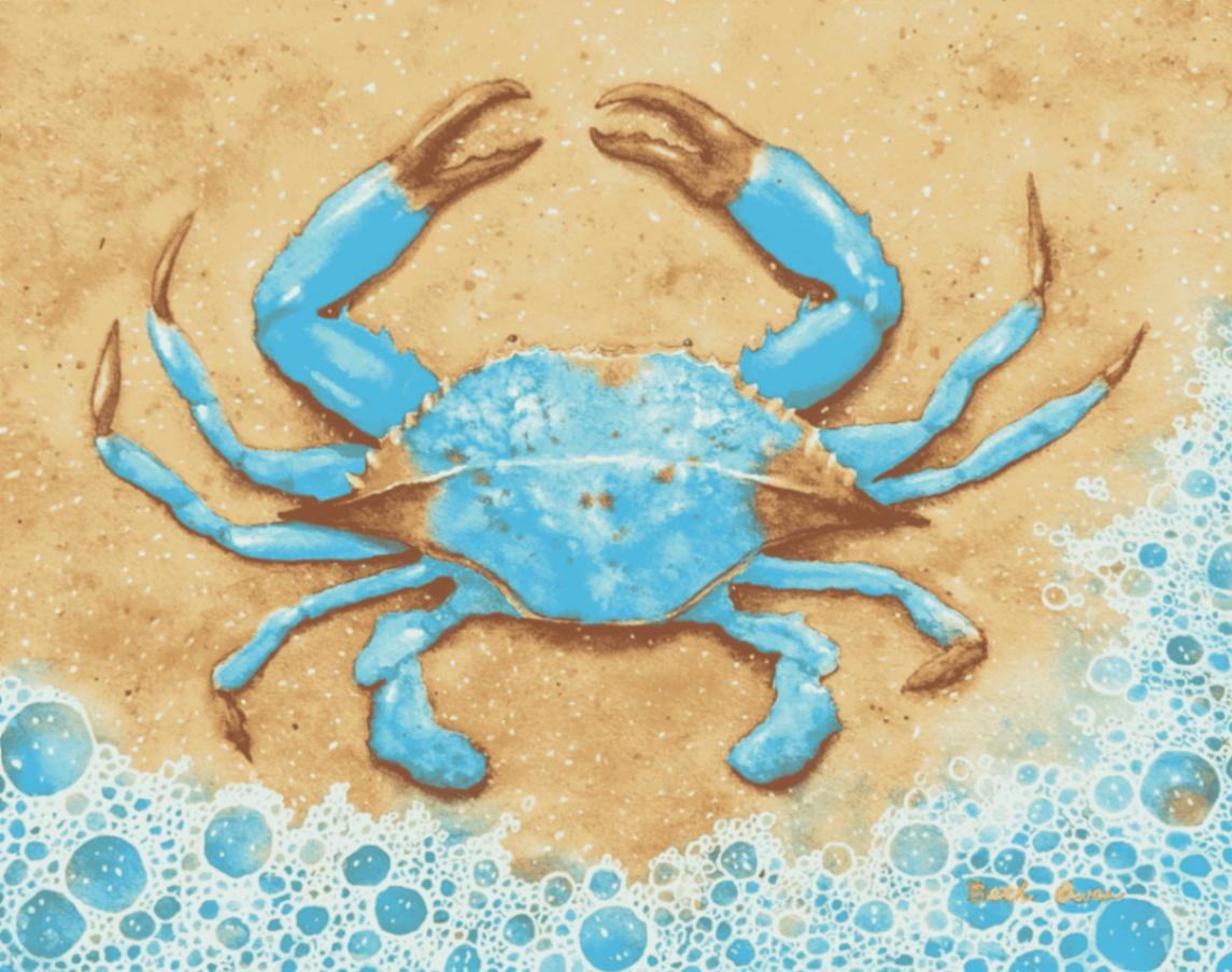 Watercolor Blue crab Painting