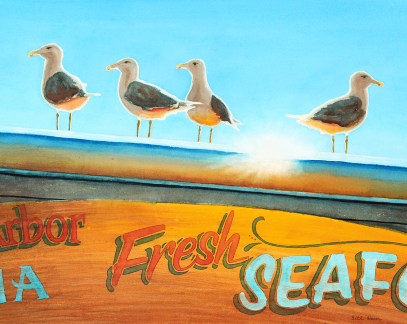 Watercolor Fresh Seafood Painting