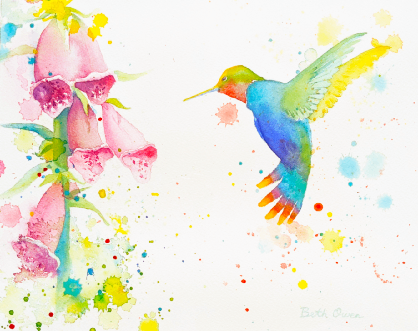 Watercolor Hummingbird Painting